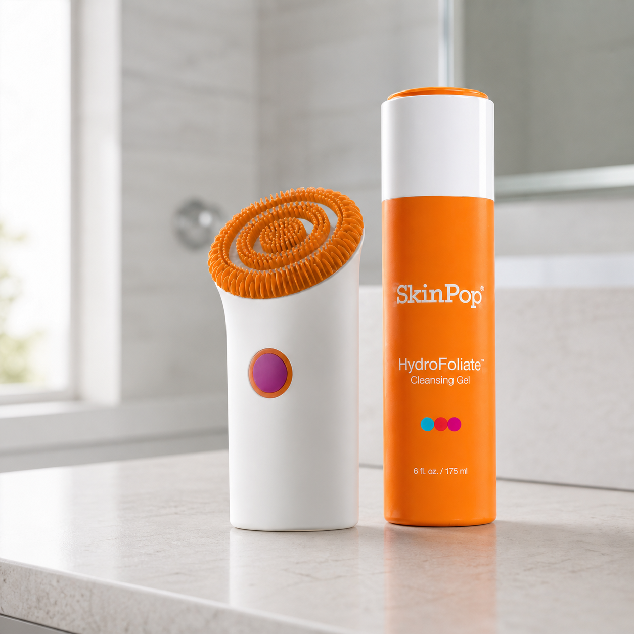 SkinPop TechnoBrush and HydroFoliate hydration gel